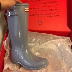 Sparkly light blue hunter boots